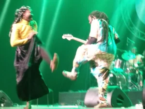 LORNOAR with Michel MBARGA dancing on stage - Morocco